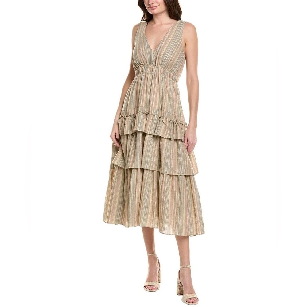 LABIZ Women’s M Tiered Midi Dress Spring Summer Vacation Cocktail Casual